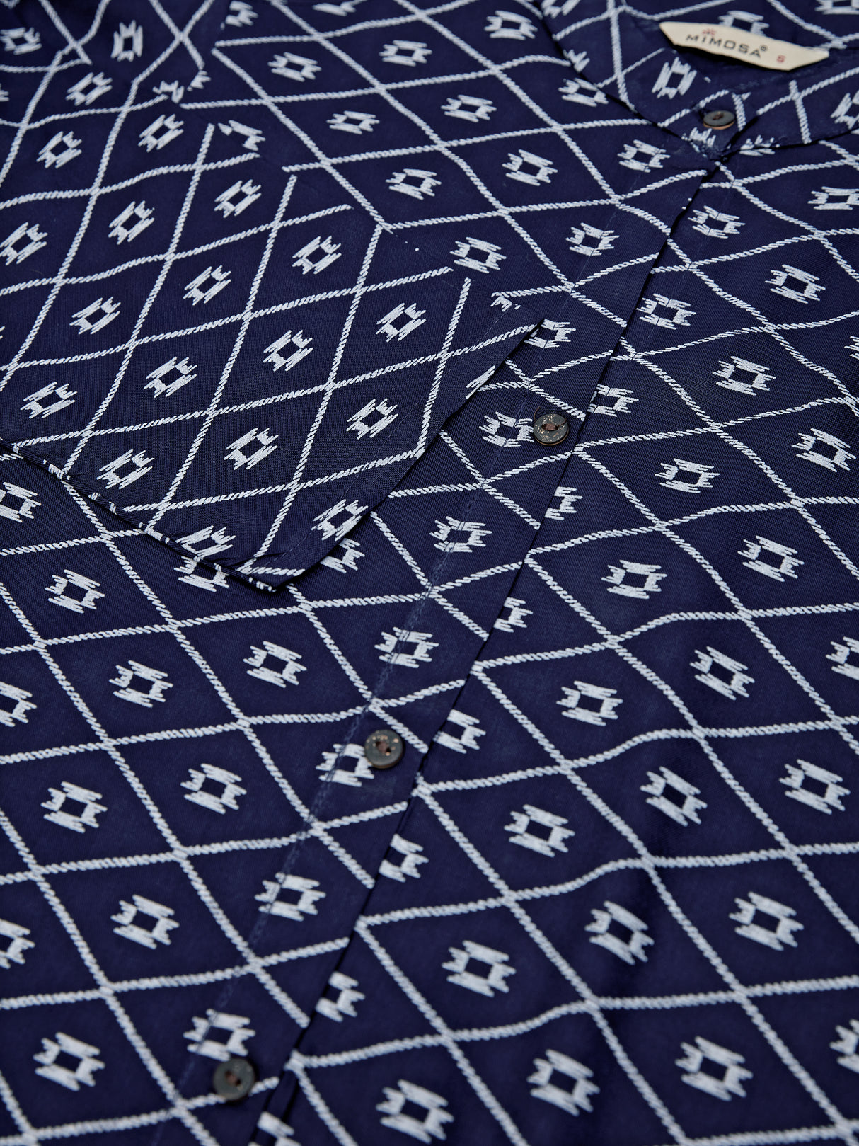 Mimosa Women Navy Blue Color Printed Straight Kurta