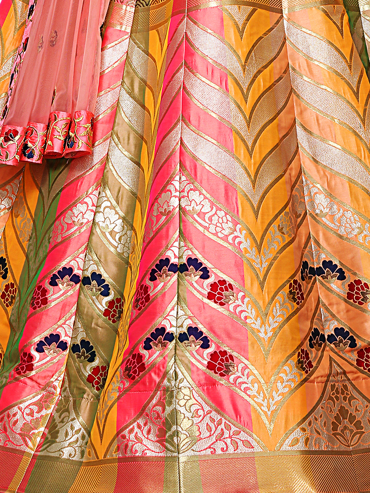 MIMOSA Women's Art Silk Semi-Stitched Lehenga with Unstitched Blouse and Dupatta