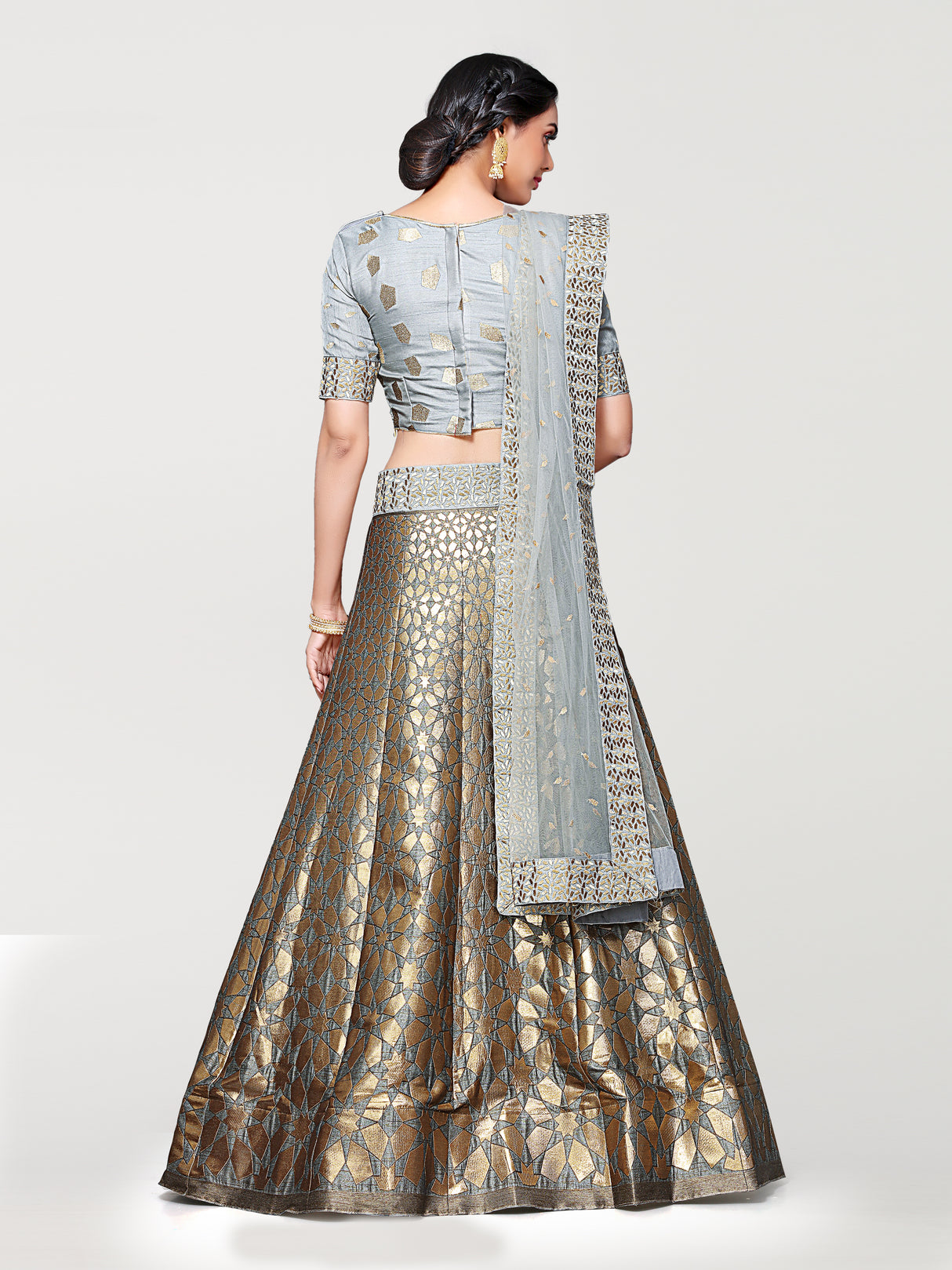 MIMOSA Women's Art Silk Semi-Stitched Lehenga with Unstitched Blouse and Dupatta