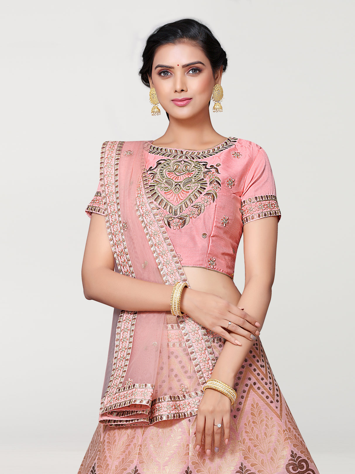 MIMOSA Women's Art Silk Semi-Stitched Lehenga with Unstitched Blouse and Dupatta