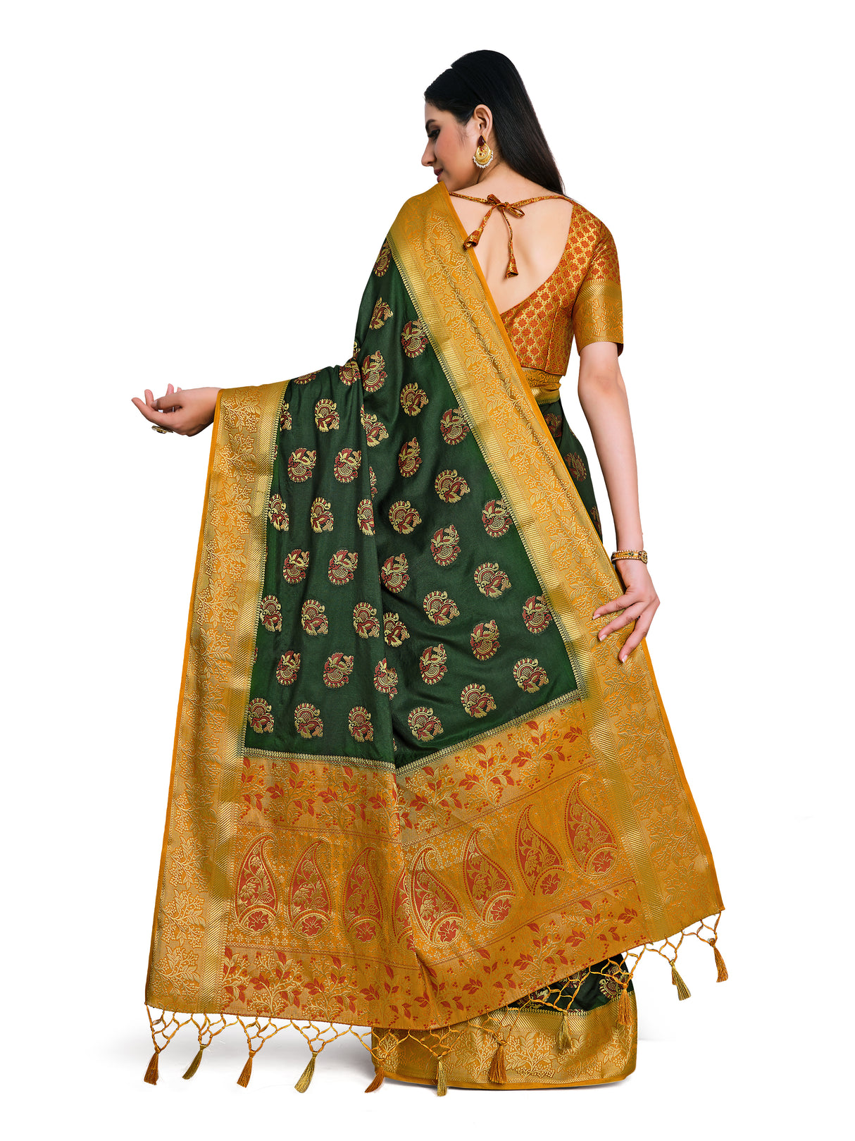 Mimosa Womens Art Silk Saree Kanjivaram BGreen Color
