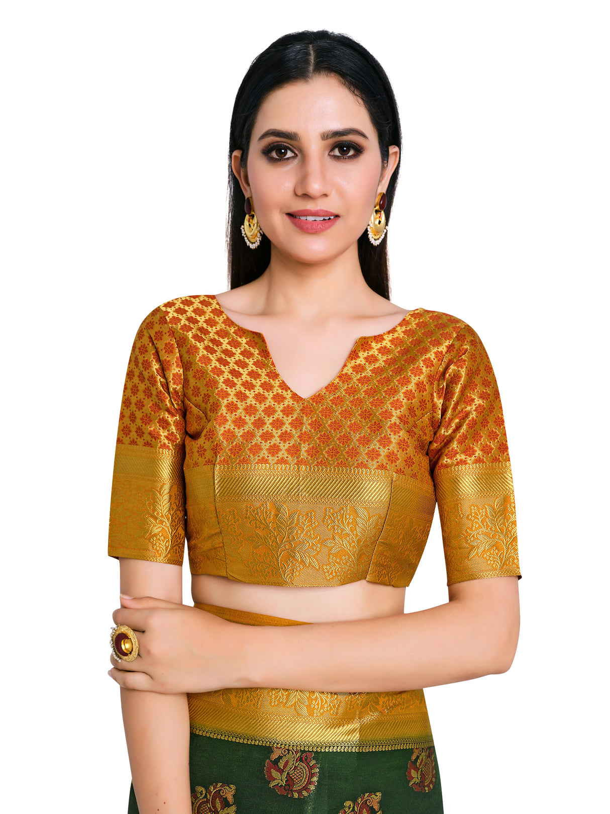 Mimosa Womens Art Silk Saree Kanjivaram BGreen Color