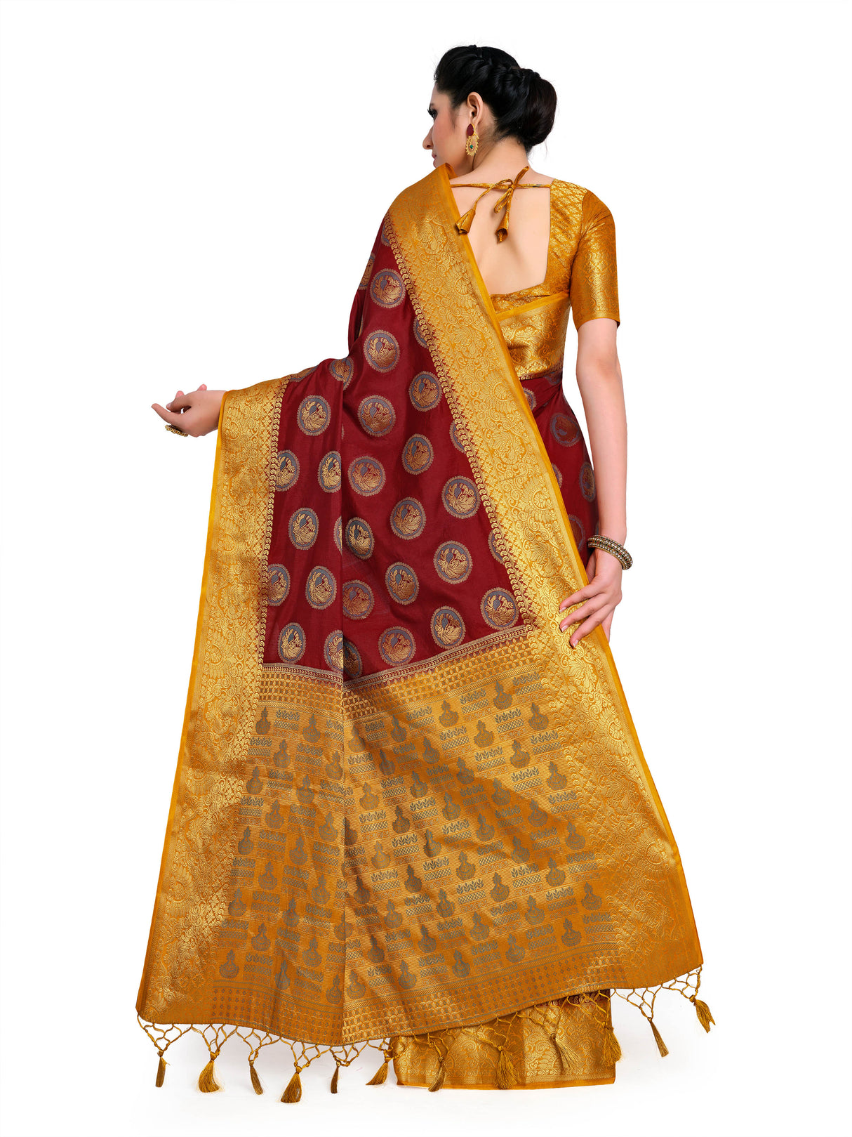 Mimosa Womens Art Silk Saree Kanjivaram Maroon Color