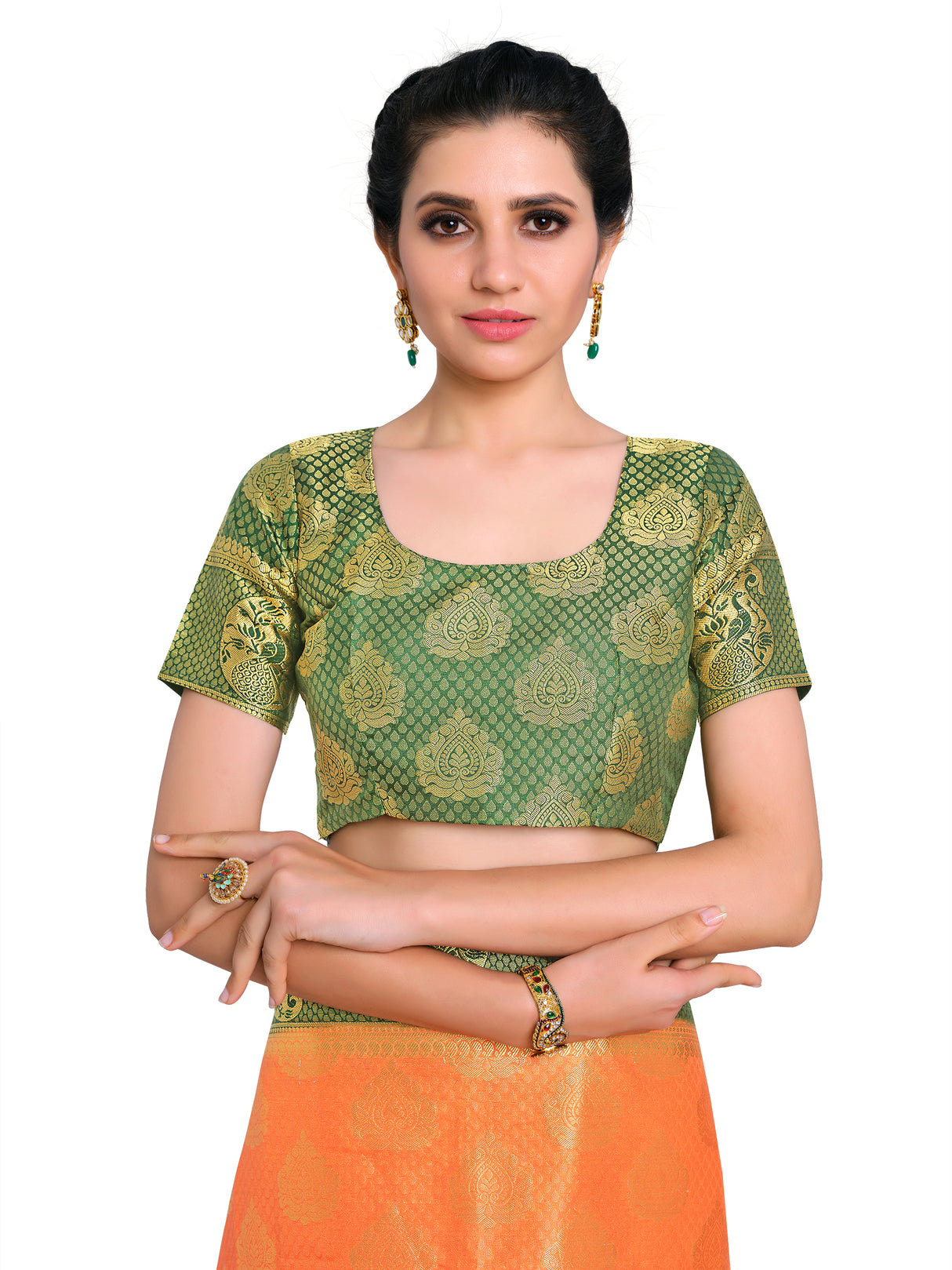 Mimosa Womens Art Silk Saree Kanjivaram Peach Color