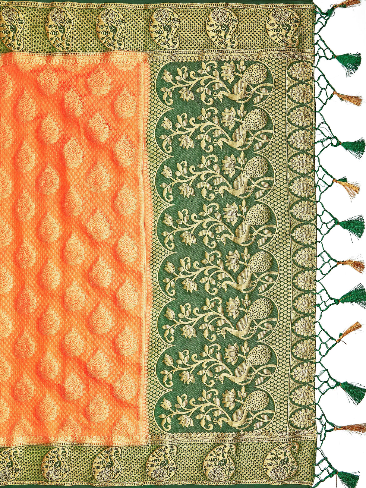 Mimosa Womens Art Silk Saree Kanjivaram Peach Color