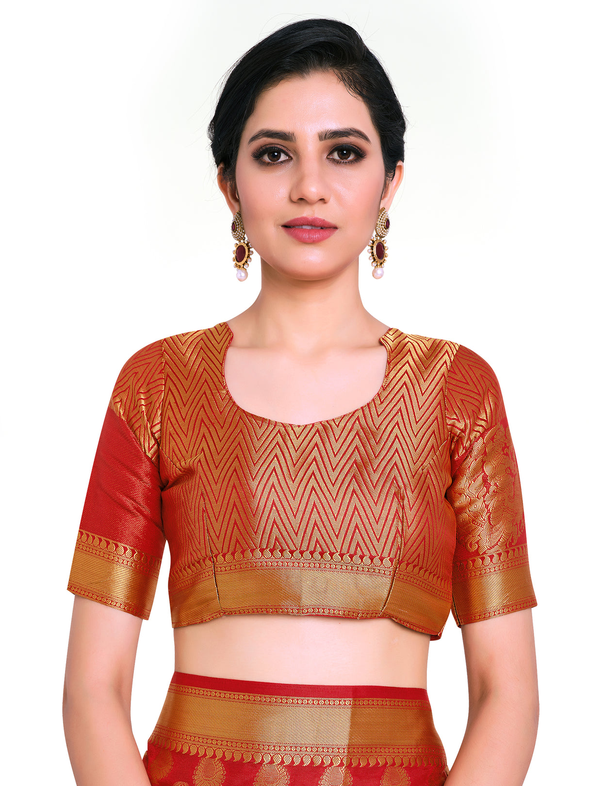 Mimosa Womens Art Silk Saree Kanjivaram Red Color