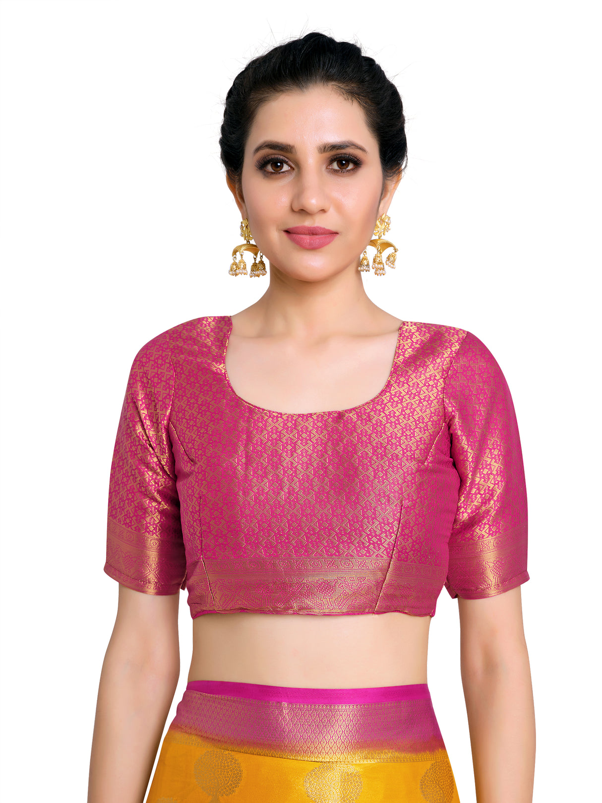 Mimosa Womens Crepe Saree Mysore Silk Mustard Color