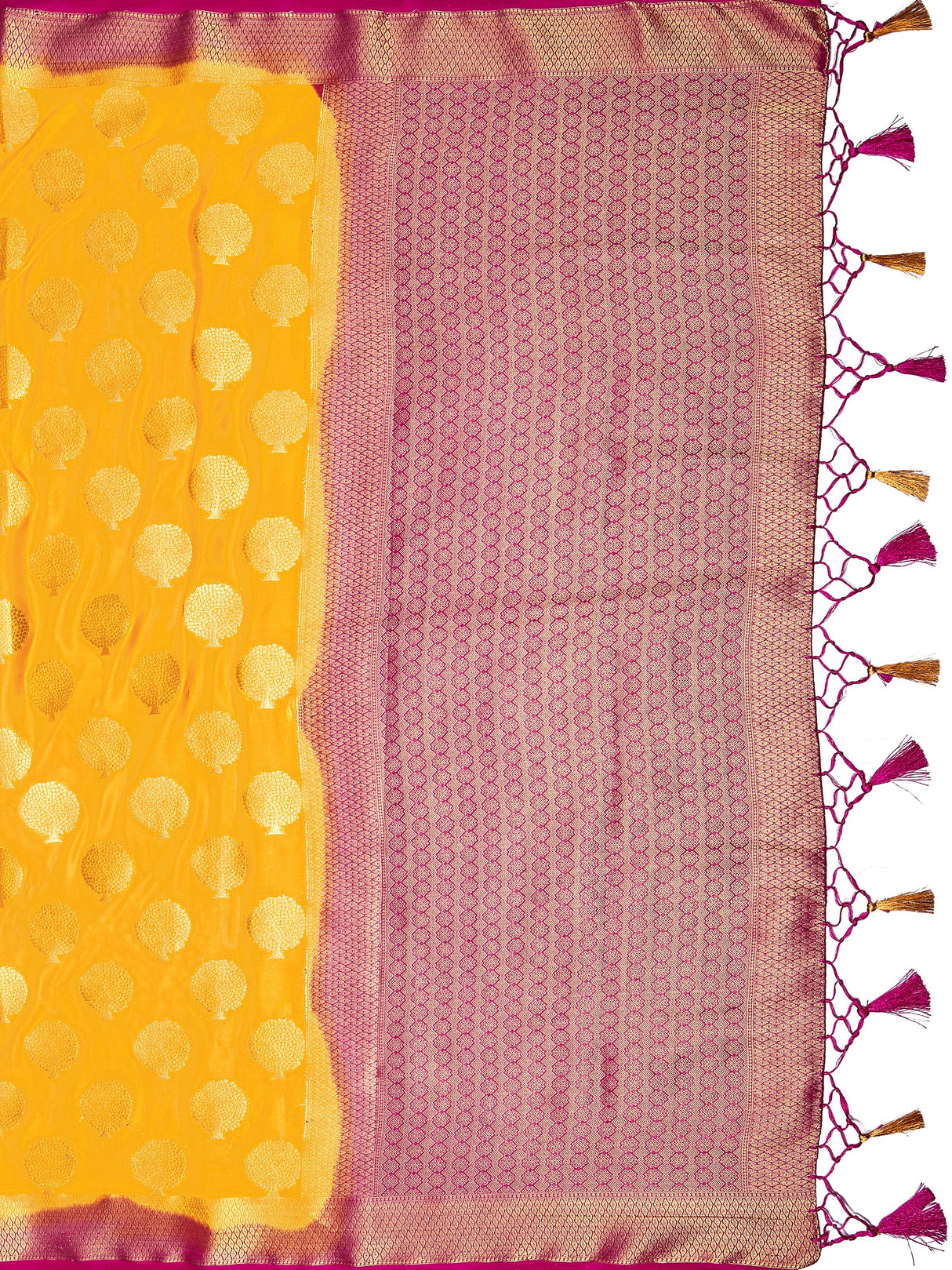 Mimosa Womens Crepe Saree Mysore Silk Mustard Color