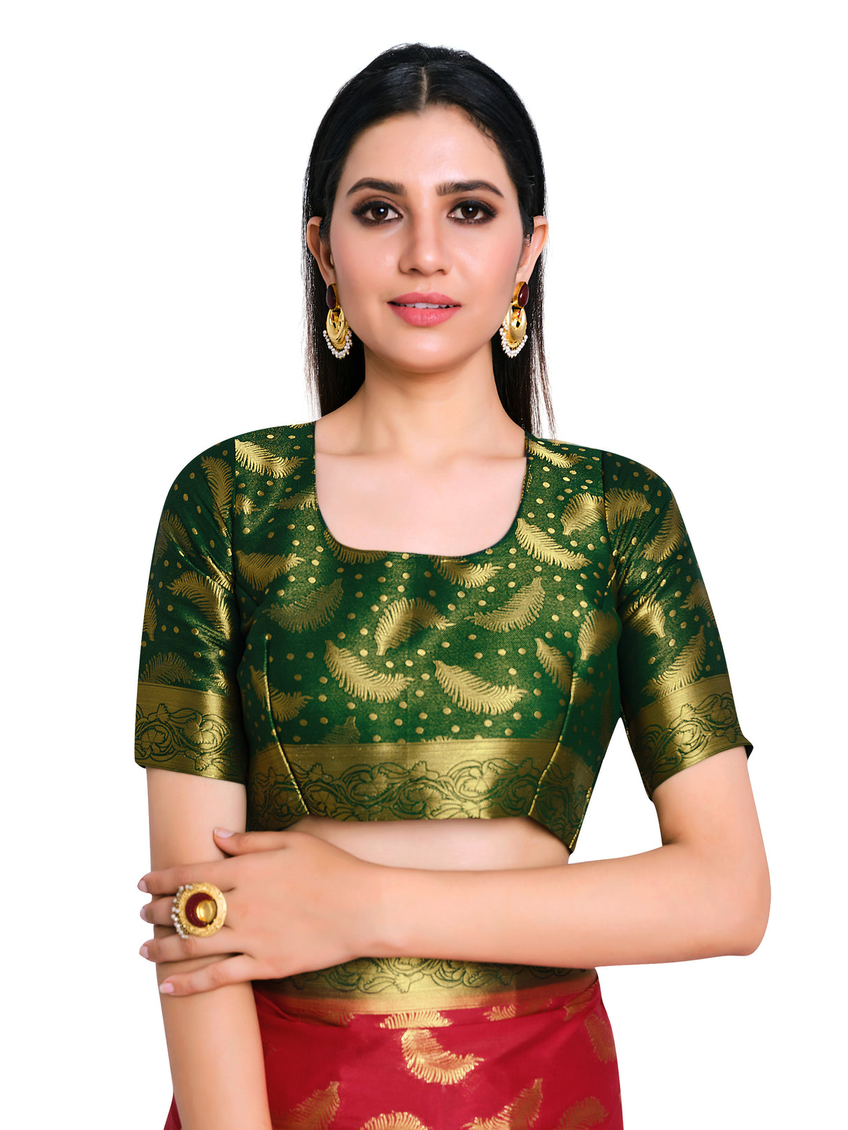 Mimosa Womens Crepe Saree Mysore Silk Red Color