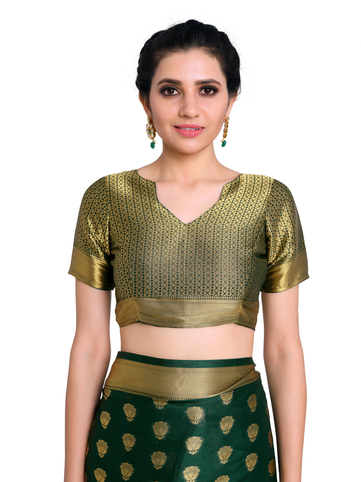Mimosa Womens Crepe Saree Mysore Silk BGreen Color