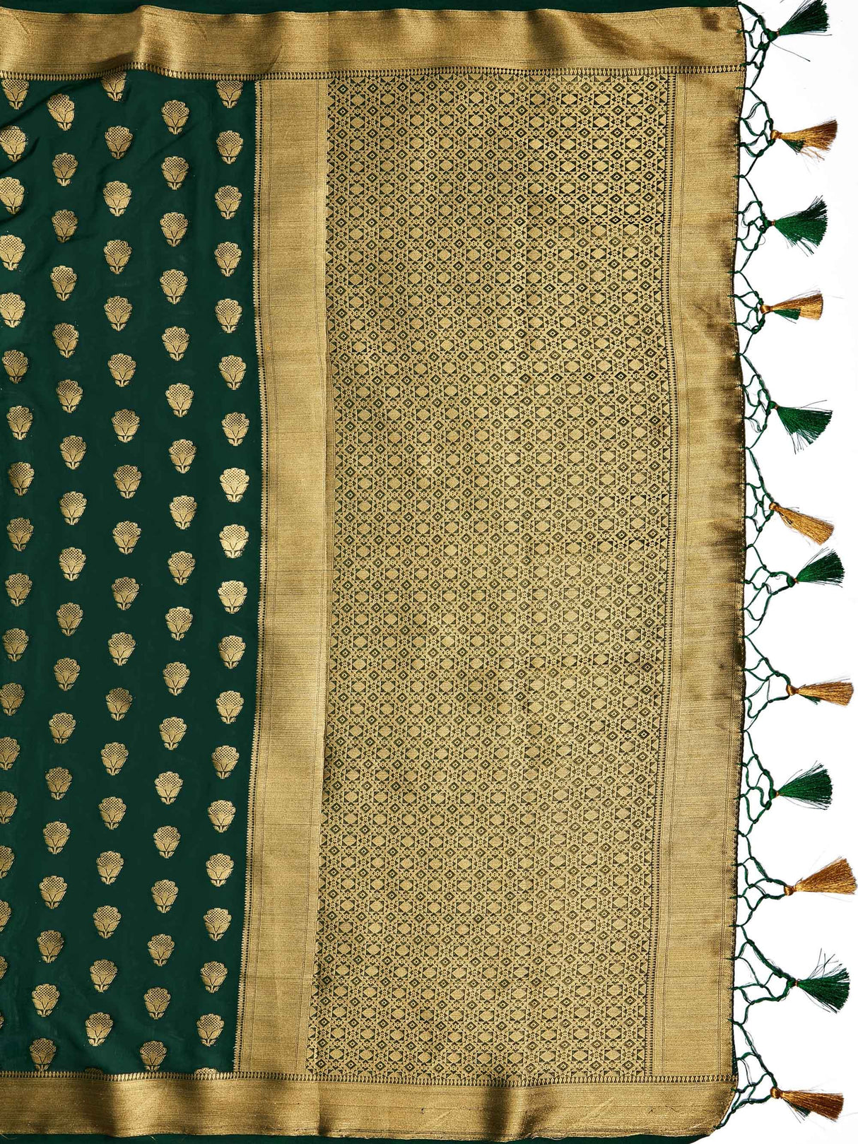 Mimosa Womens Crepe Saree Mysore Silk BGreen Color