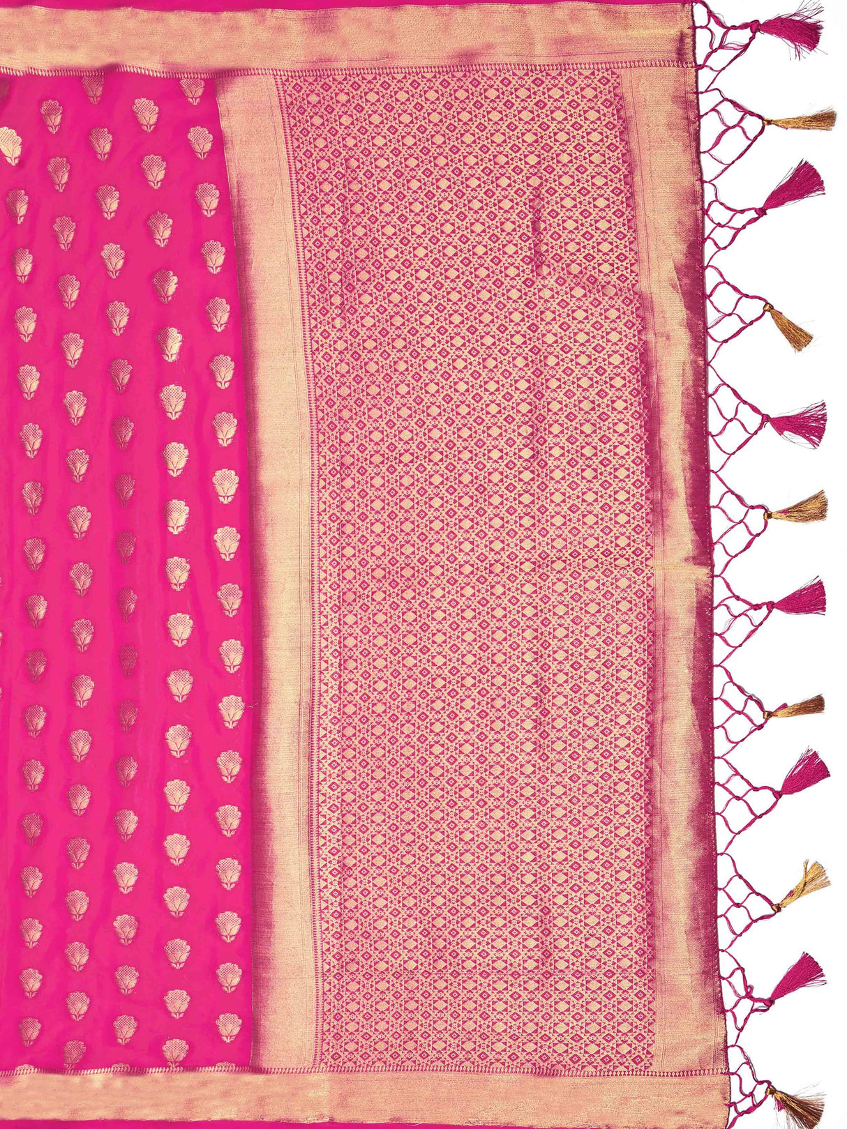 Mimosa Womens Crepe Saree Mysore Silk Rani Color