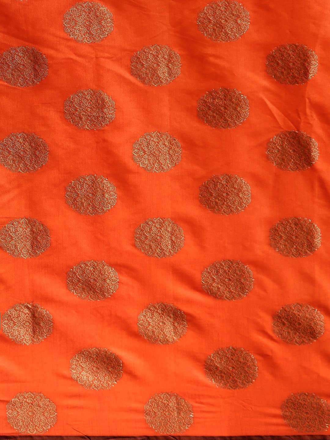 Mimosa Womens Art Silk Saree Kanjivaram Orange Color