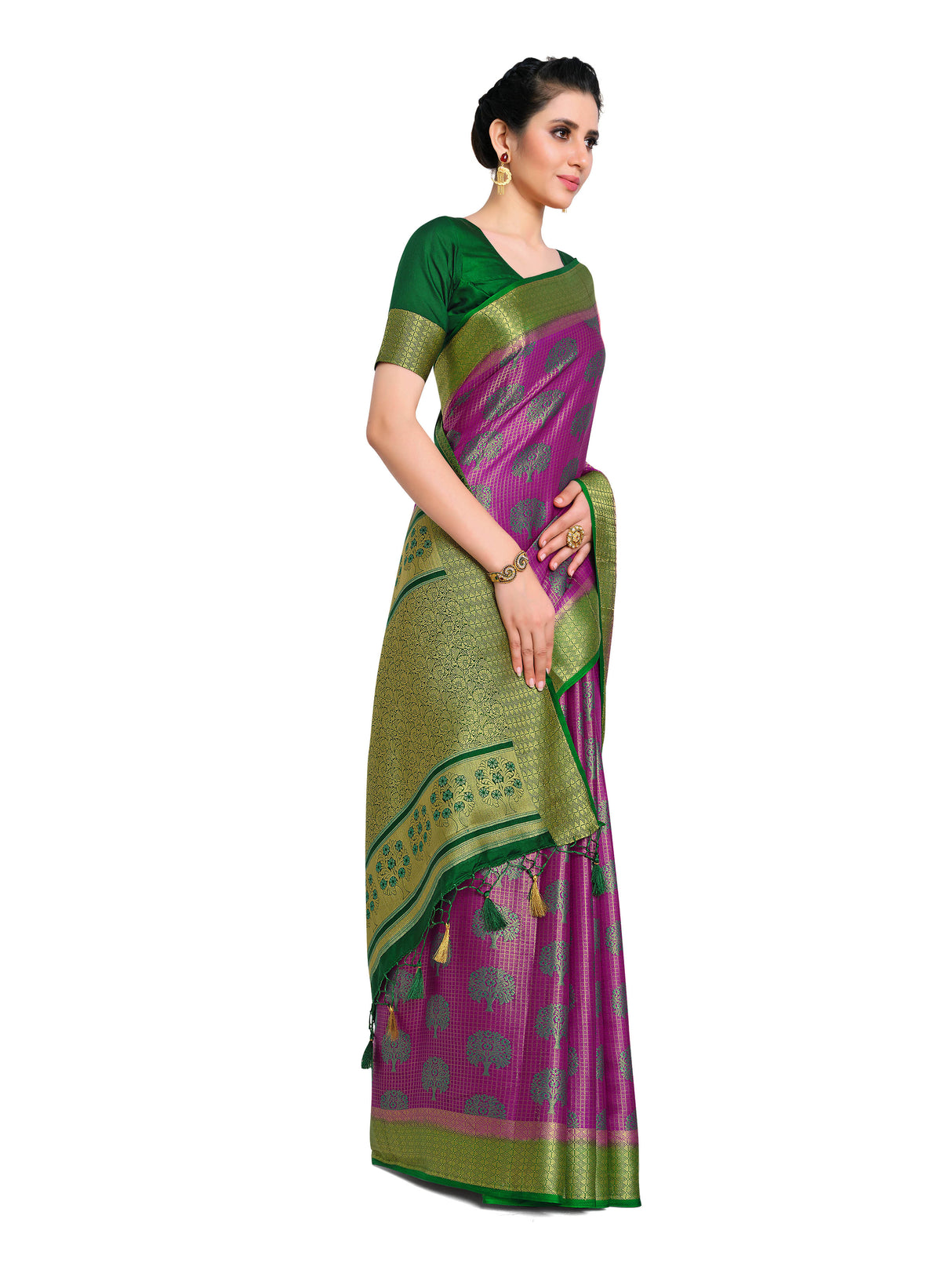 Mimosa Womens Art Silk Saree Kanjivaram Mejanta Color