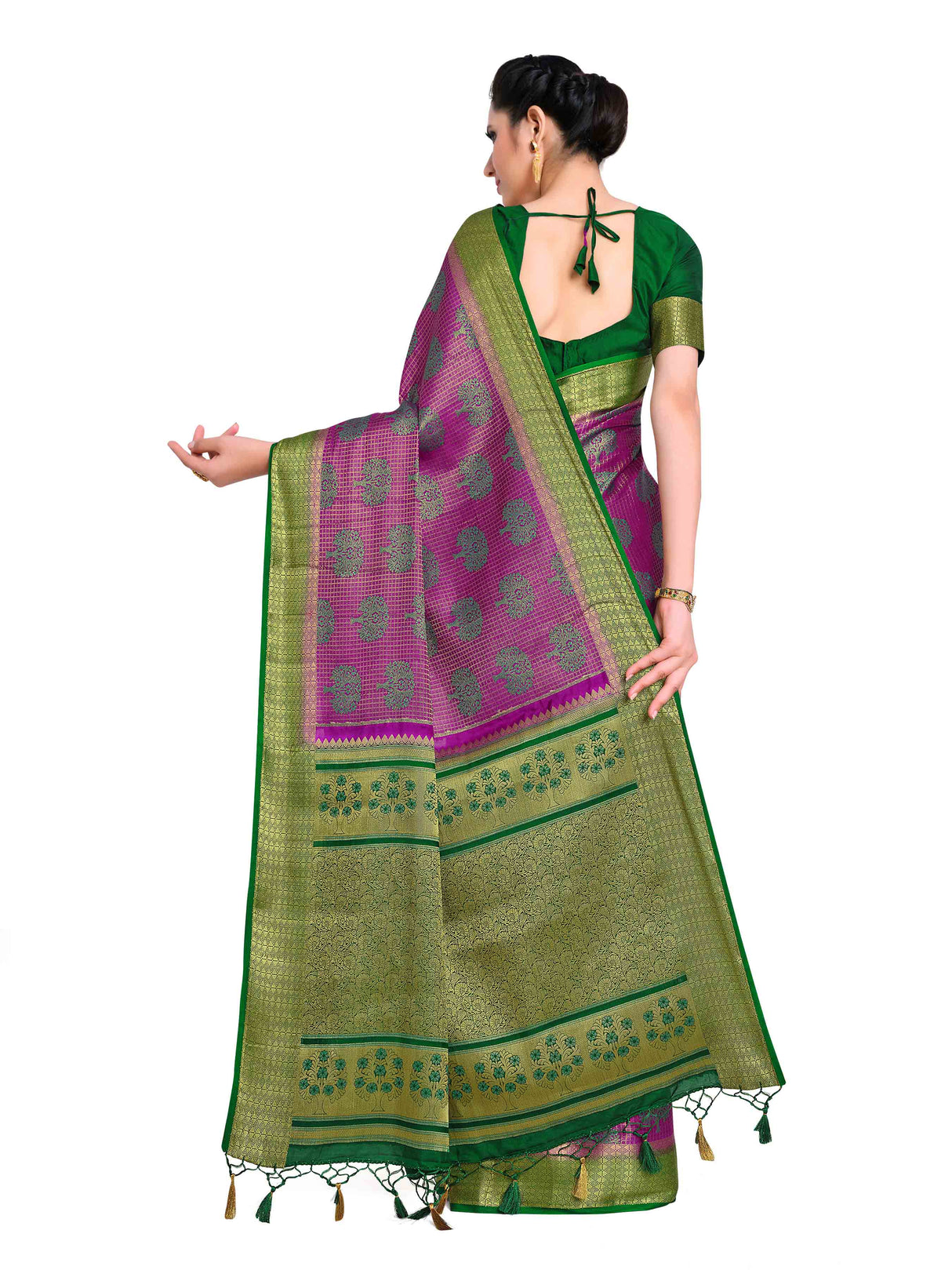 Mimosa Womens Art Silk Saree Kanjivaram Mejanta Color