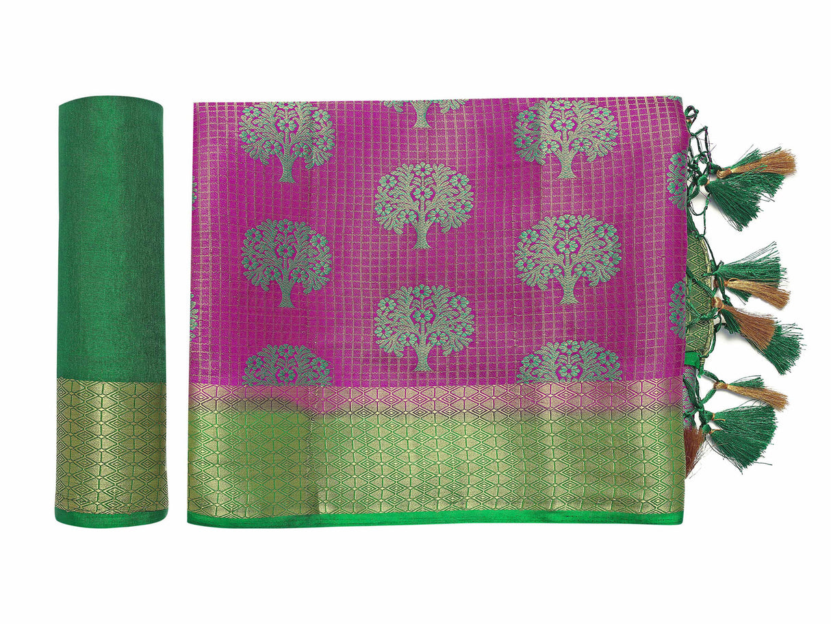 Mimosa Womens Art Silk Saree Kanjivaram Mejanta Color