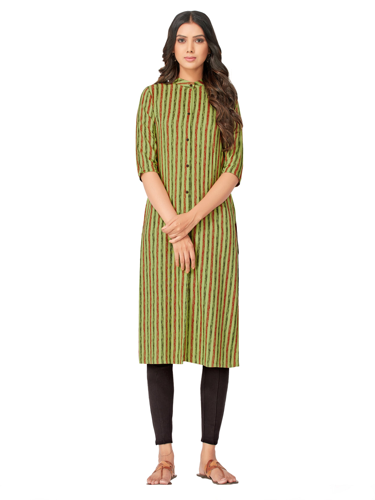 Mimosa Women Green Color Printed Straight Kurta