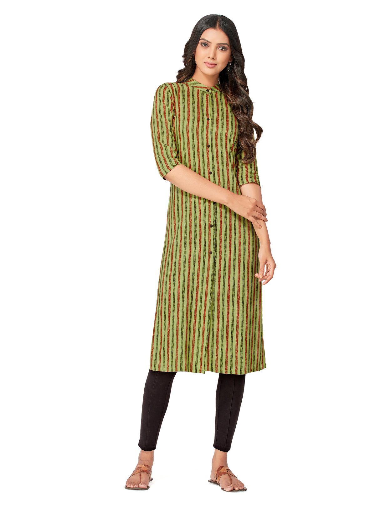 Mimosa Women Green Color Printed Straight Kurta
