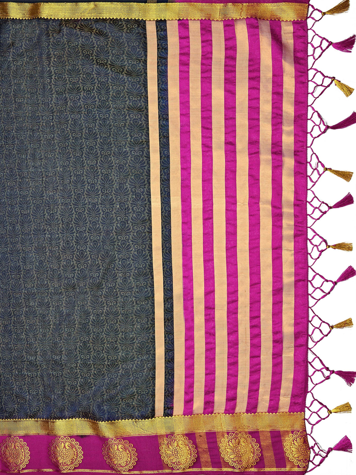 Mimosa Womens Art Silk Saree Kanjivaram Navy Blue Color