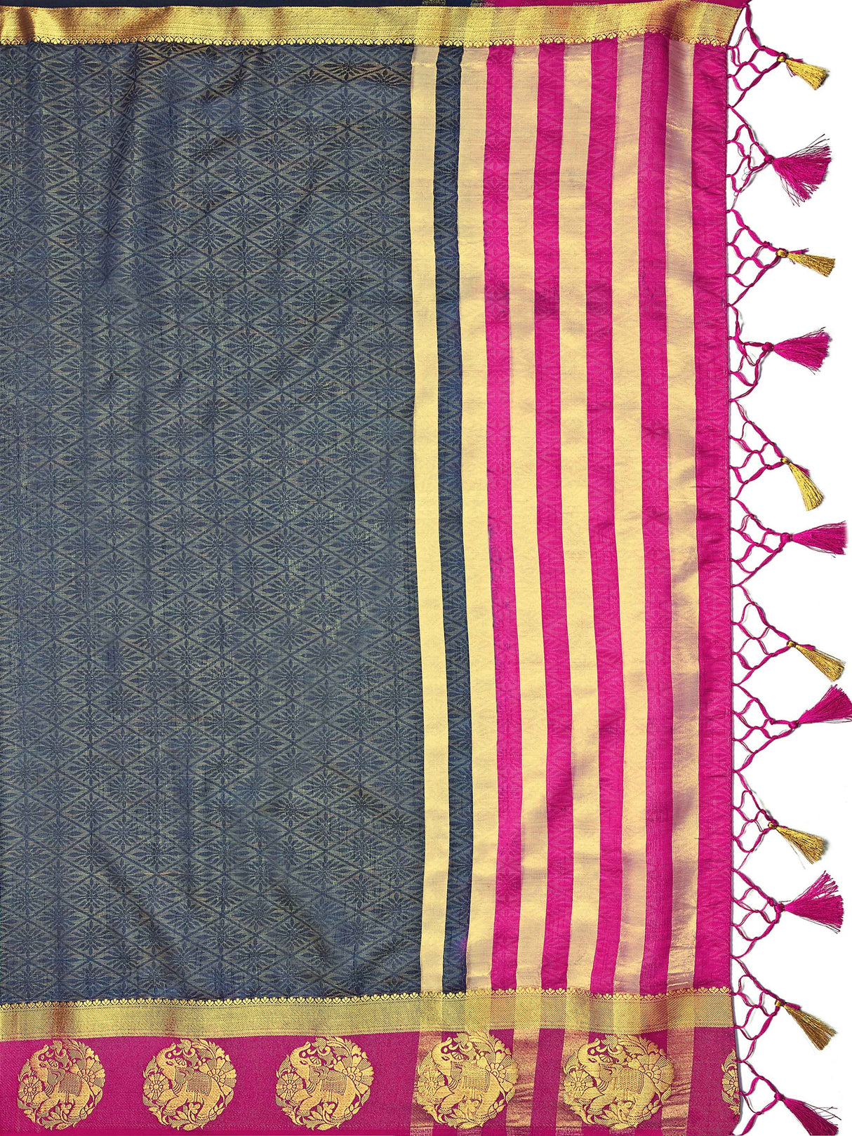 Mimosa Womens Art Silk Saree Kanjivaram Navy Blue Color