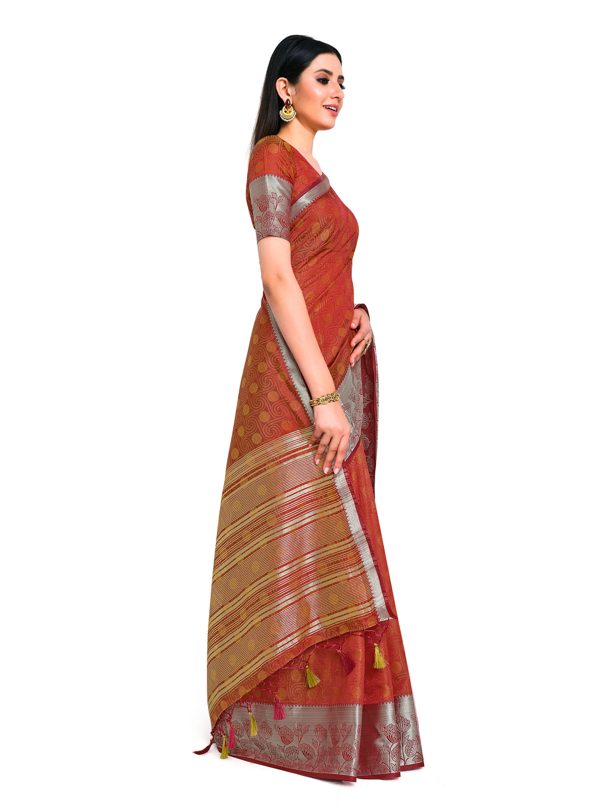 Mimosa Womens Art Silk Saree Kanjivaram style Maroon Color