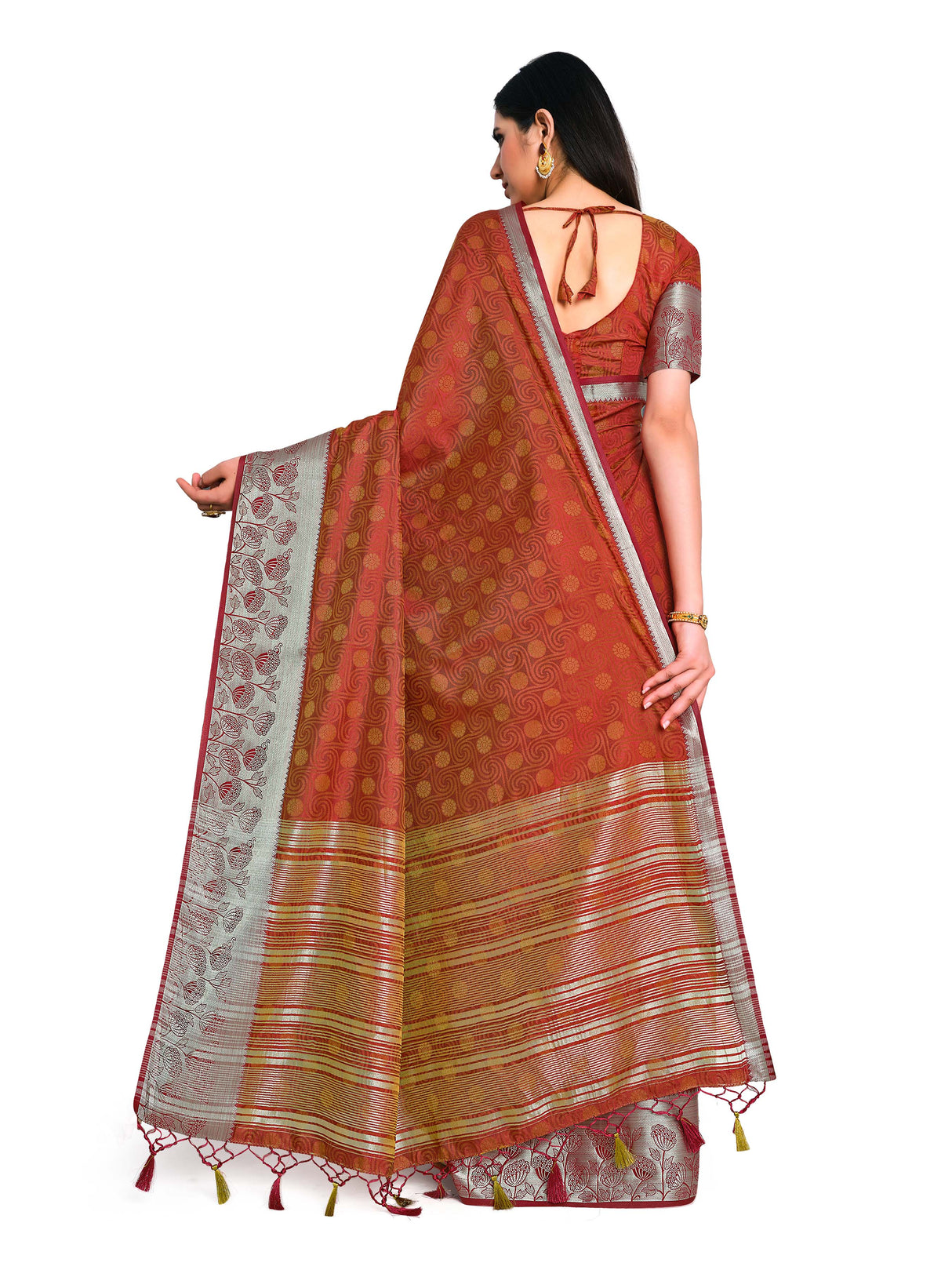 Mimosa Womens Art Silk Saree Kanjivaram style Maroon Color