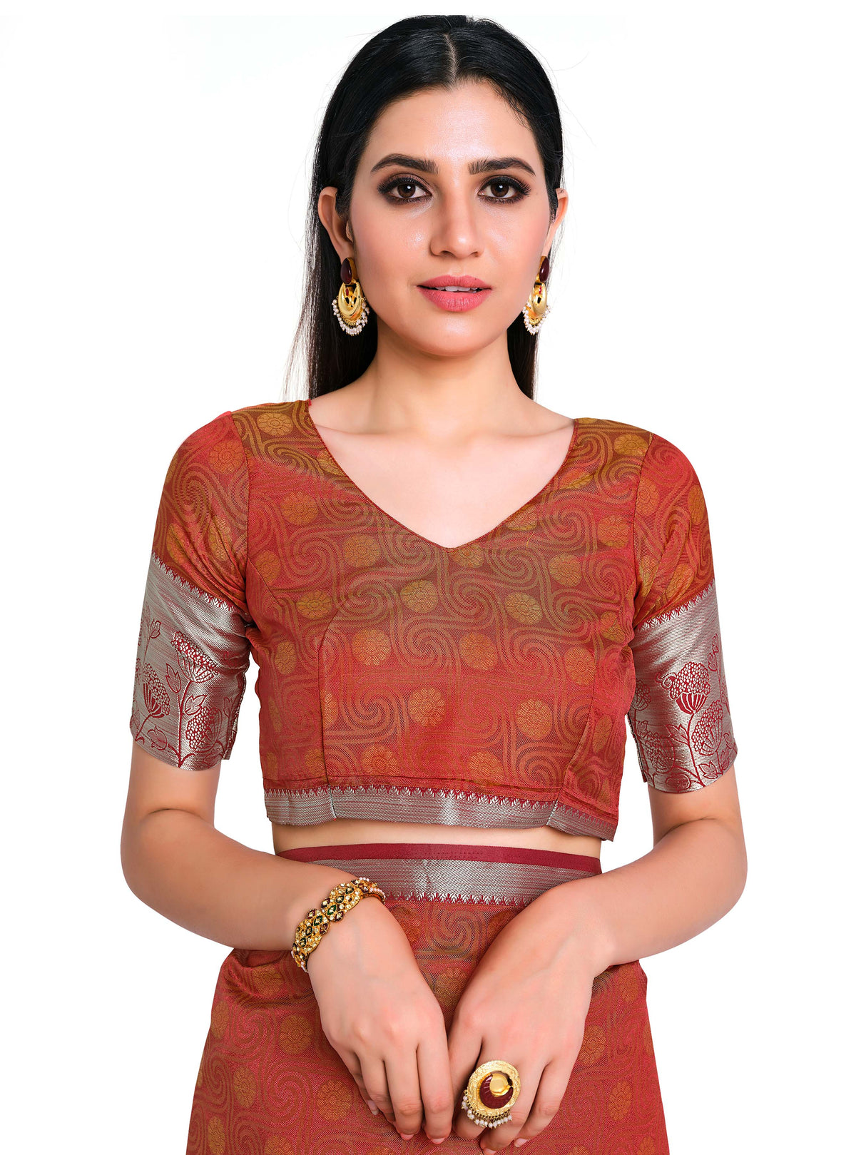 Mimosa Womens Art Silk Saree Kanjivaram style Maroon Color