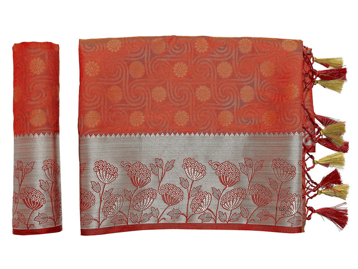 Mimosa Womens Art Silk Saree Kanjivaram style Maroon Color