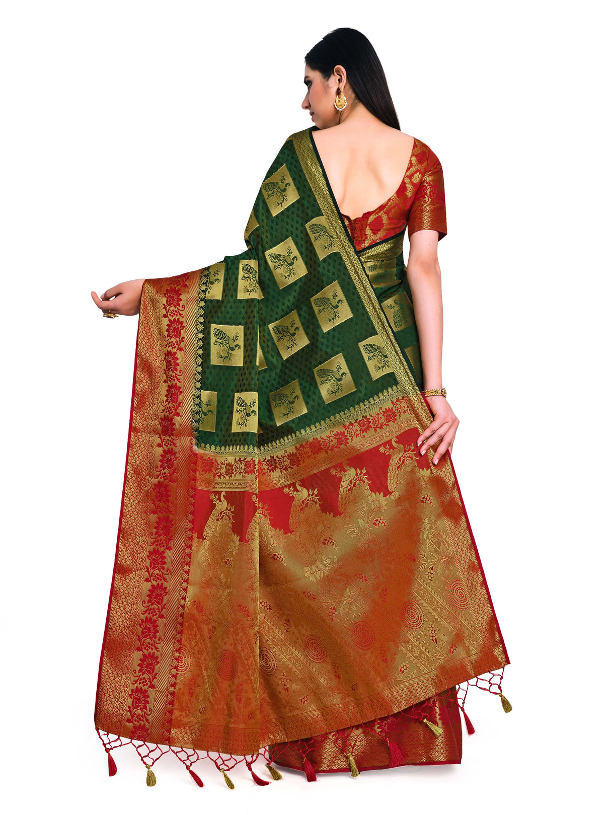 Mimosa Womens Art Silk Saree Kanjivaram BGreen Color