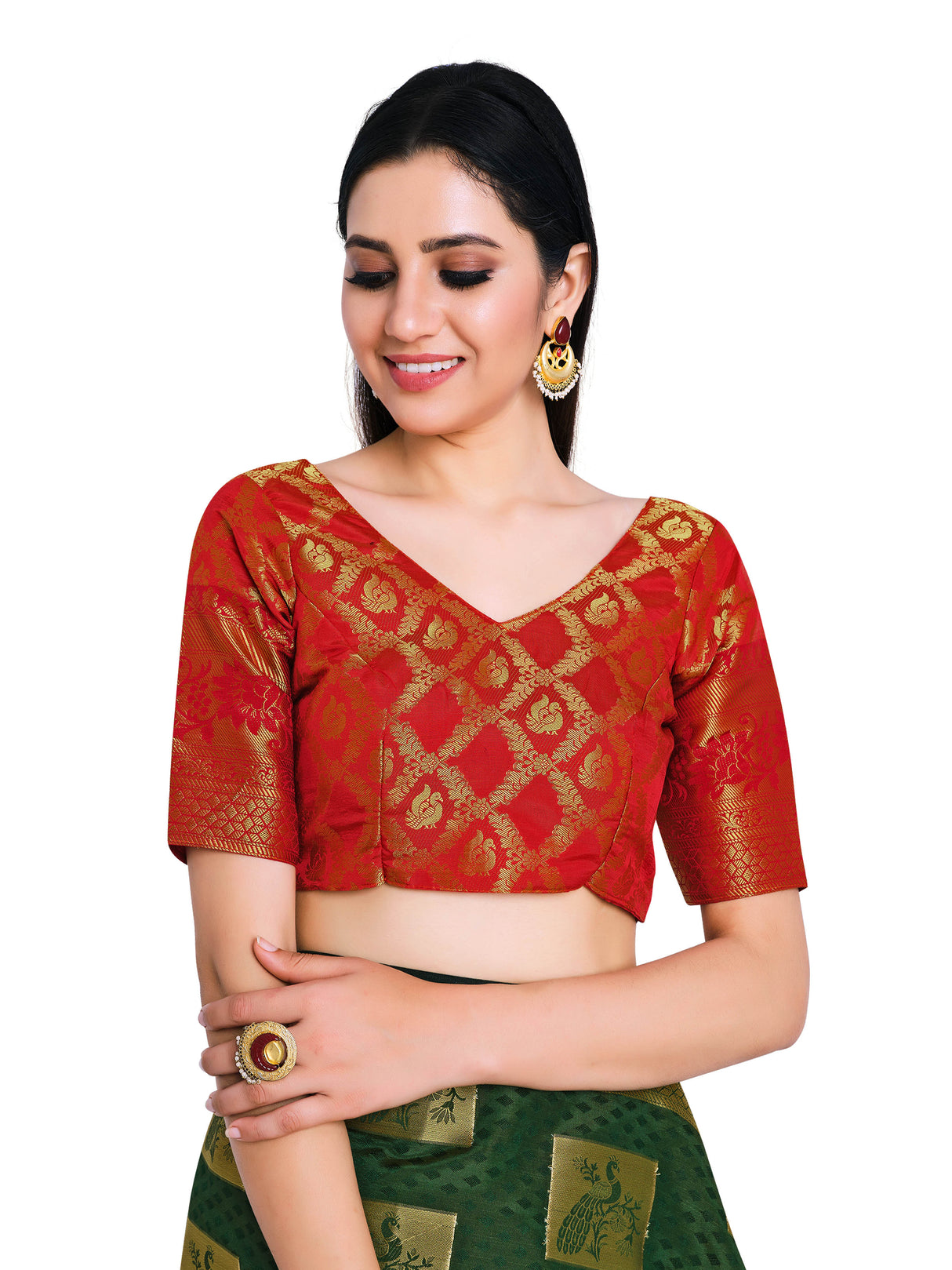 Mimosa Womens Art Silk Saree Kanjivaram BGreen Color