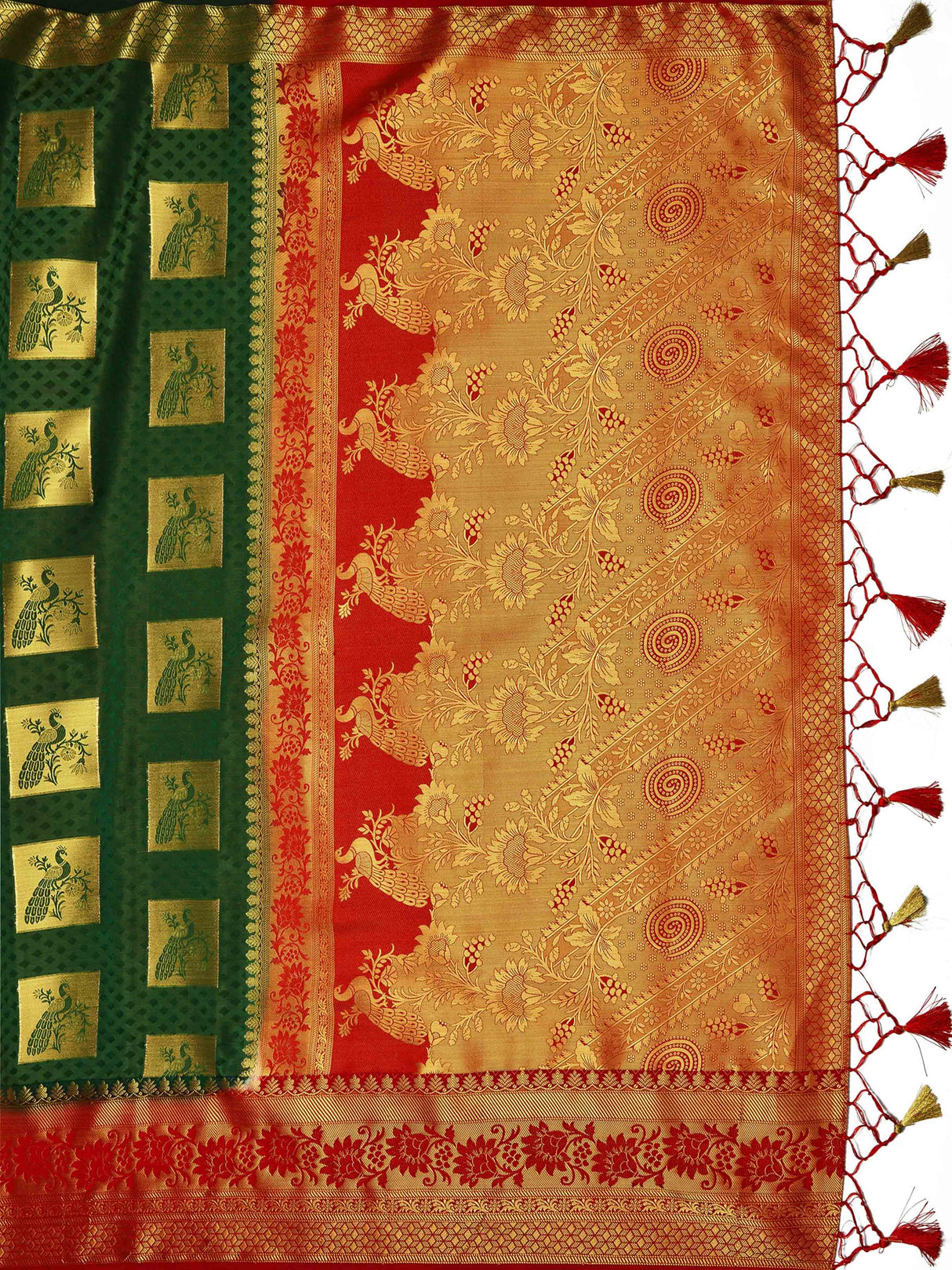 Mimosa Womens Art Silk Saree Kanjivaram BGreen Color