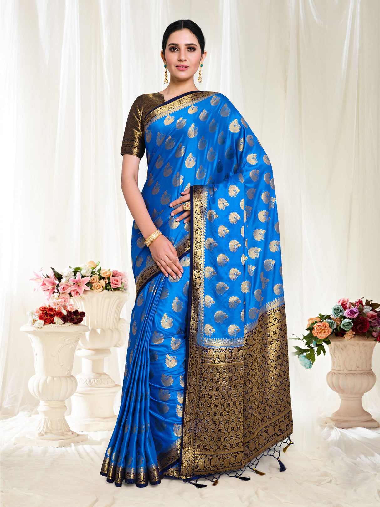Mimosa Womens Crepe Saree Mysore Silk Ananda Color