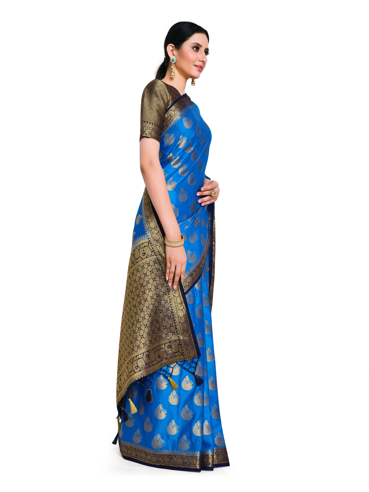 Mimosa Womens Crepe Saree Mysore Silk Ananda Color