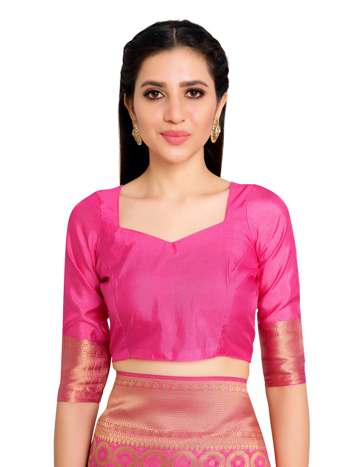 Mimosa Womens Art Silk Saree Kanjivaram Strawberry Color