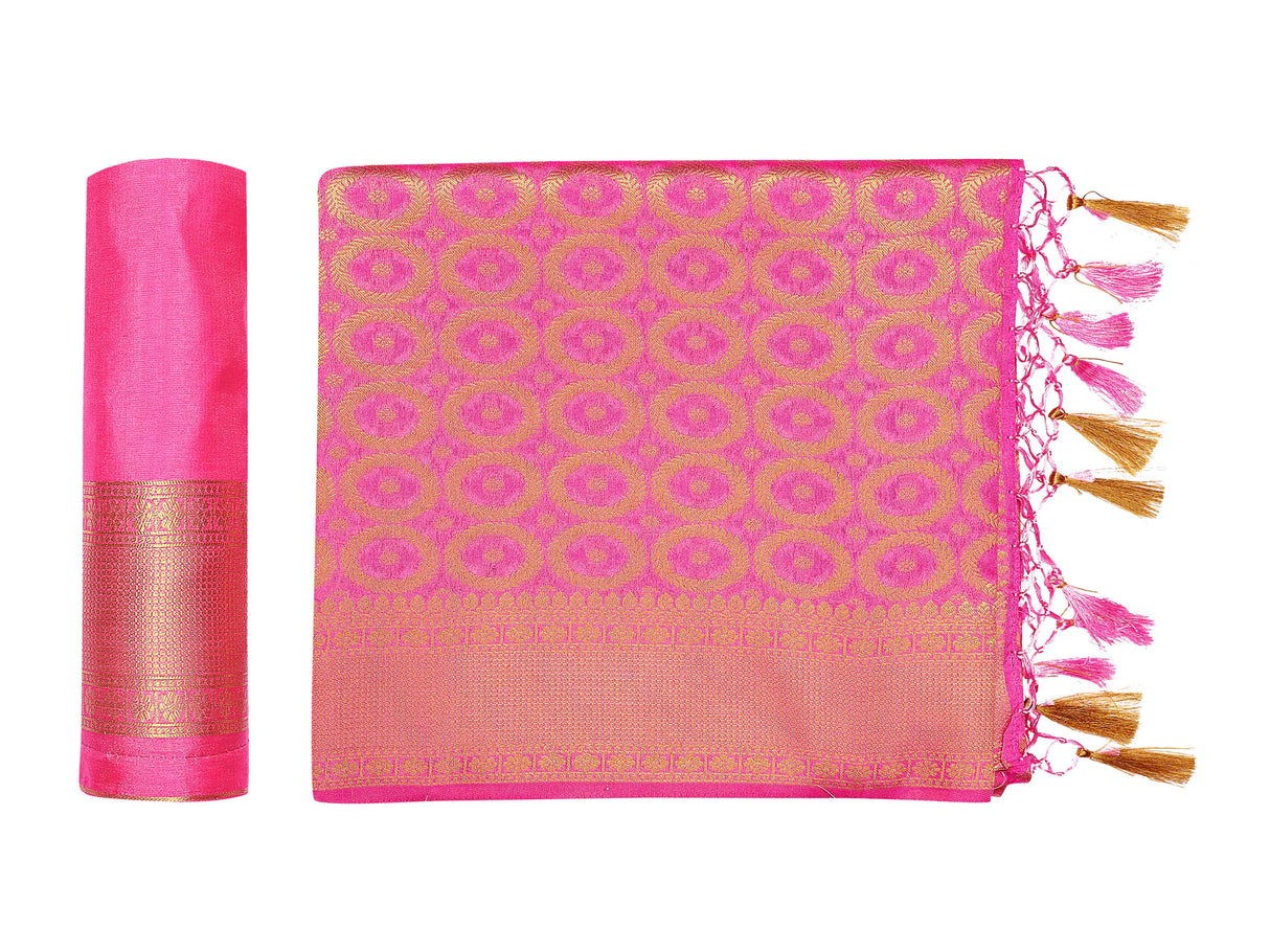 Mimosa Womens Art Silk Saree Kanjivaram Strawberry Color