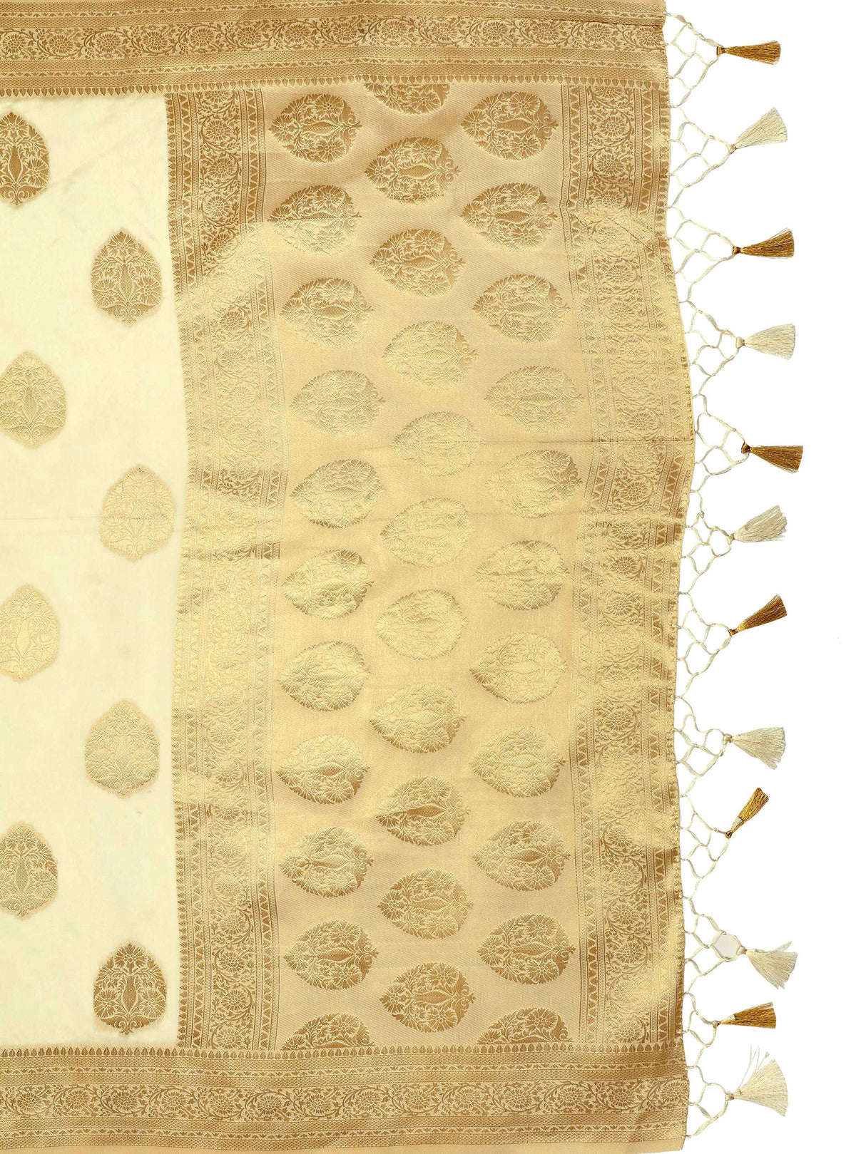 Mimosa Womens Art Silk Saree Kanjivaram Halfwhite Color