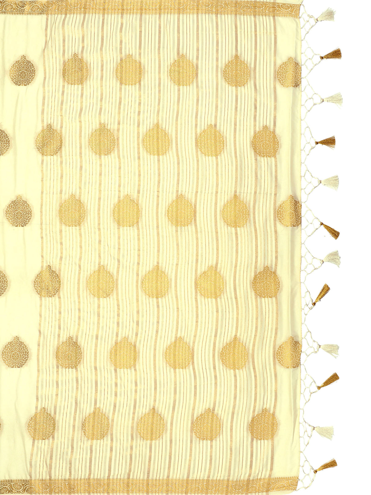 Mimosa Womens Crepe Saree Mysore Silk Cream Color