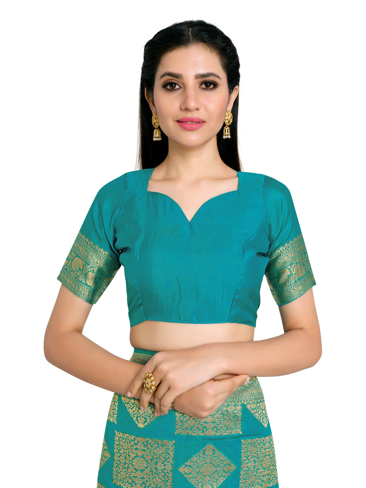 Mimosa Womens Art Silk Saree Kanjivaram Saffire Color