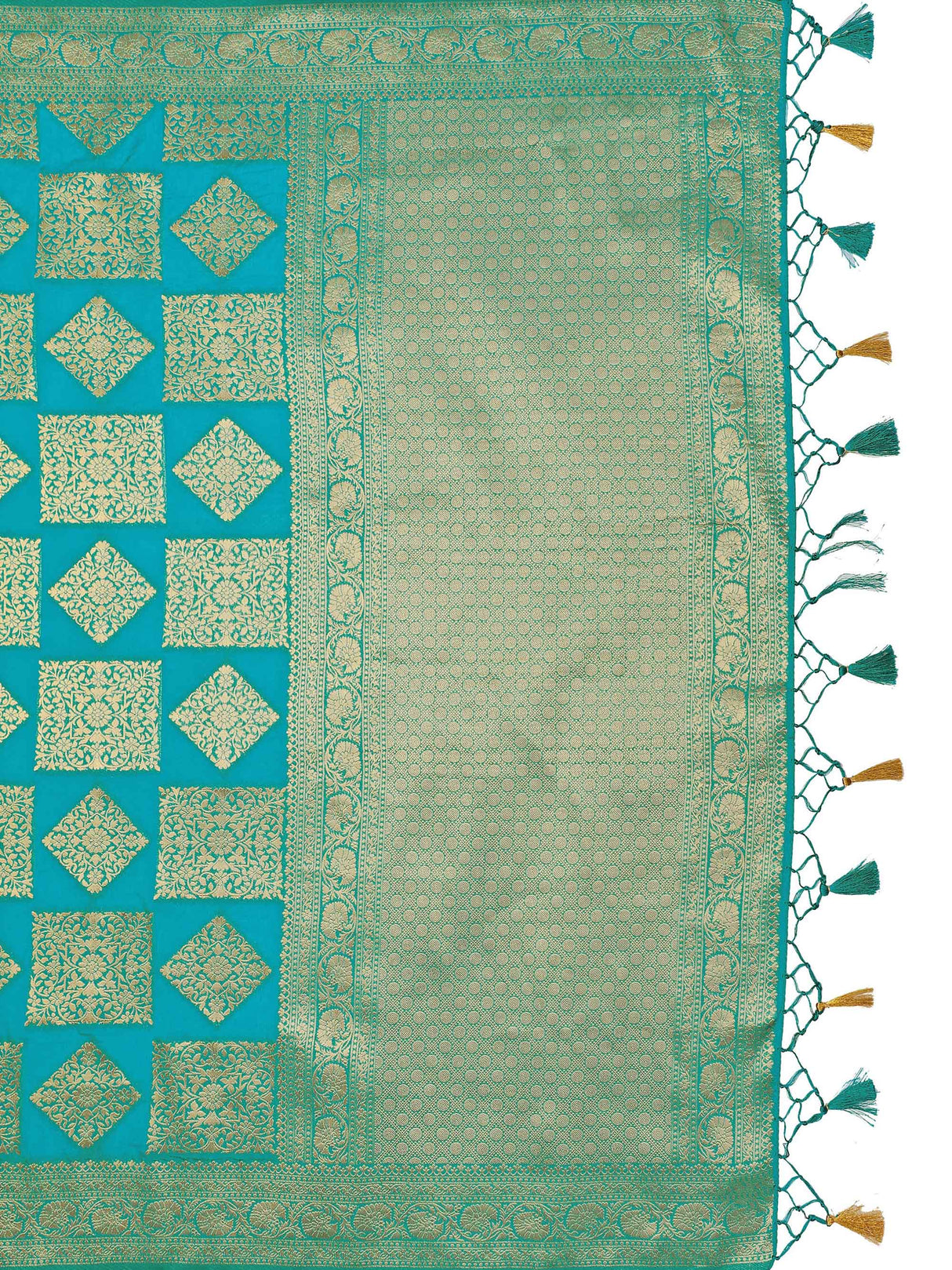 Mimosa Womens Art Silk Saree Kanjivaram Saffire Color