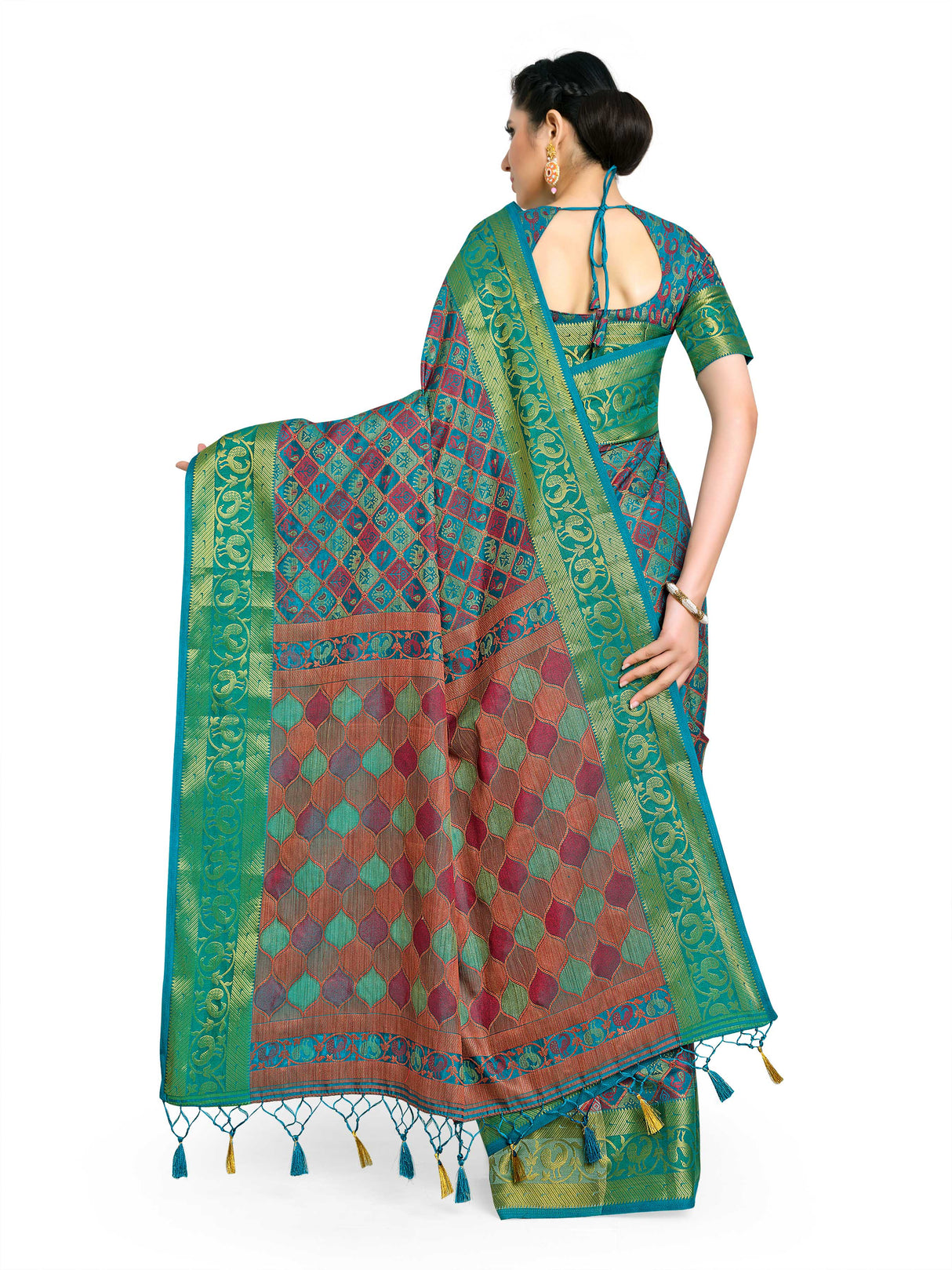 Mimosa Womens Art Silk Saree Patola Saffire Color