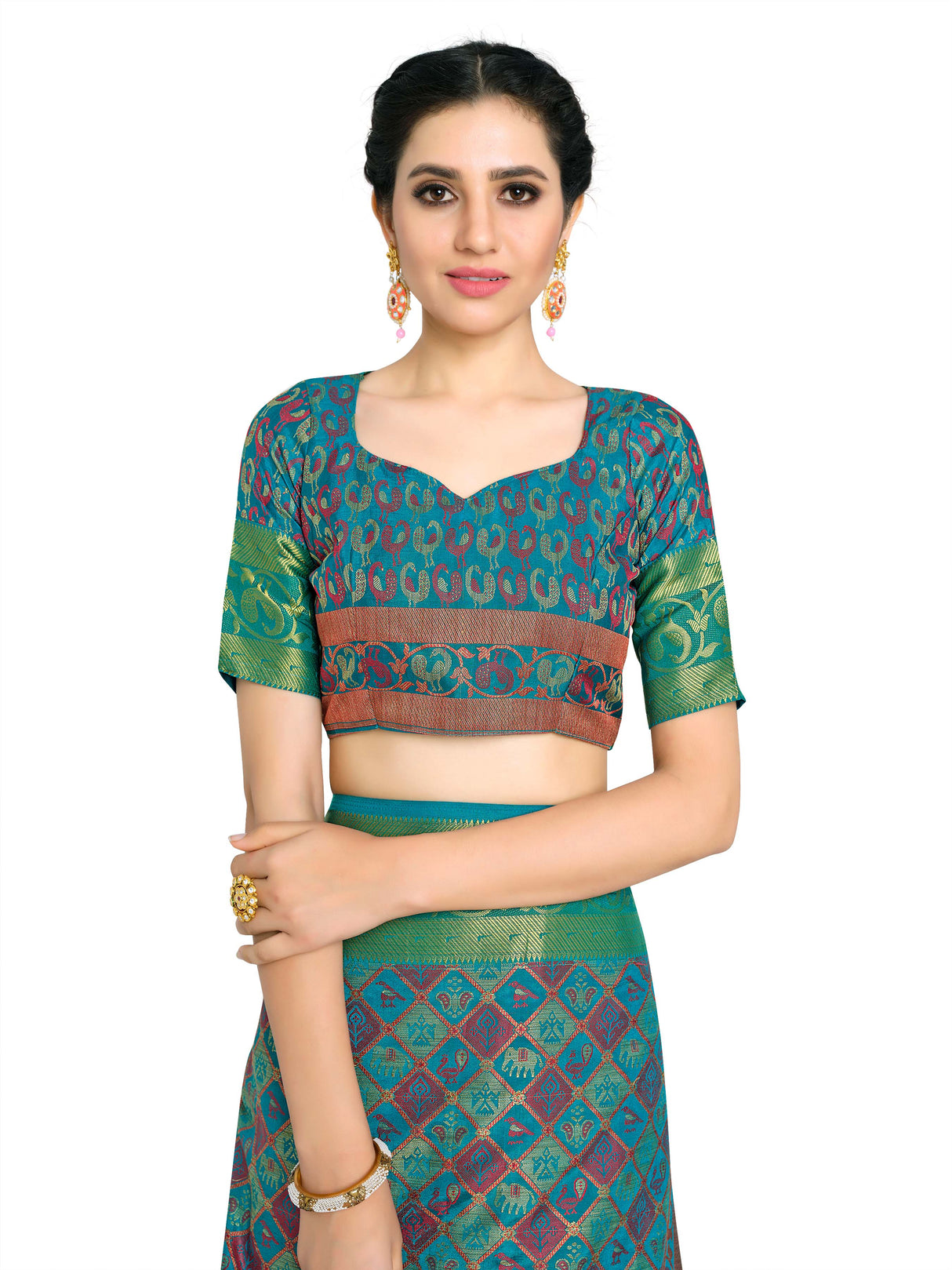 Mimosa Womens Art Silk Saree Patola Saffire Color