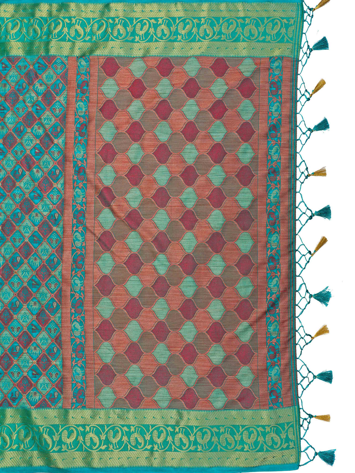 Mimosa Womens Art Silk Saree Patola Saffire Color