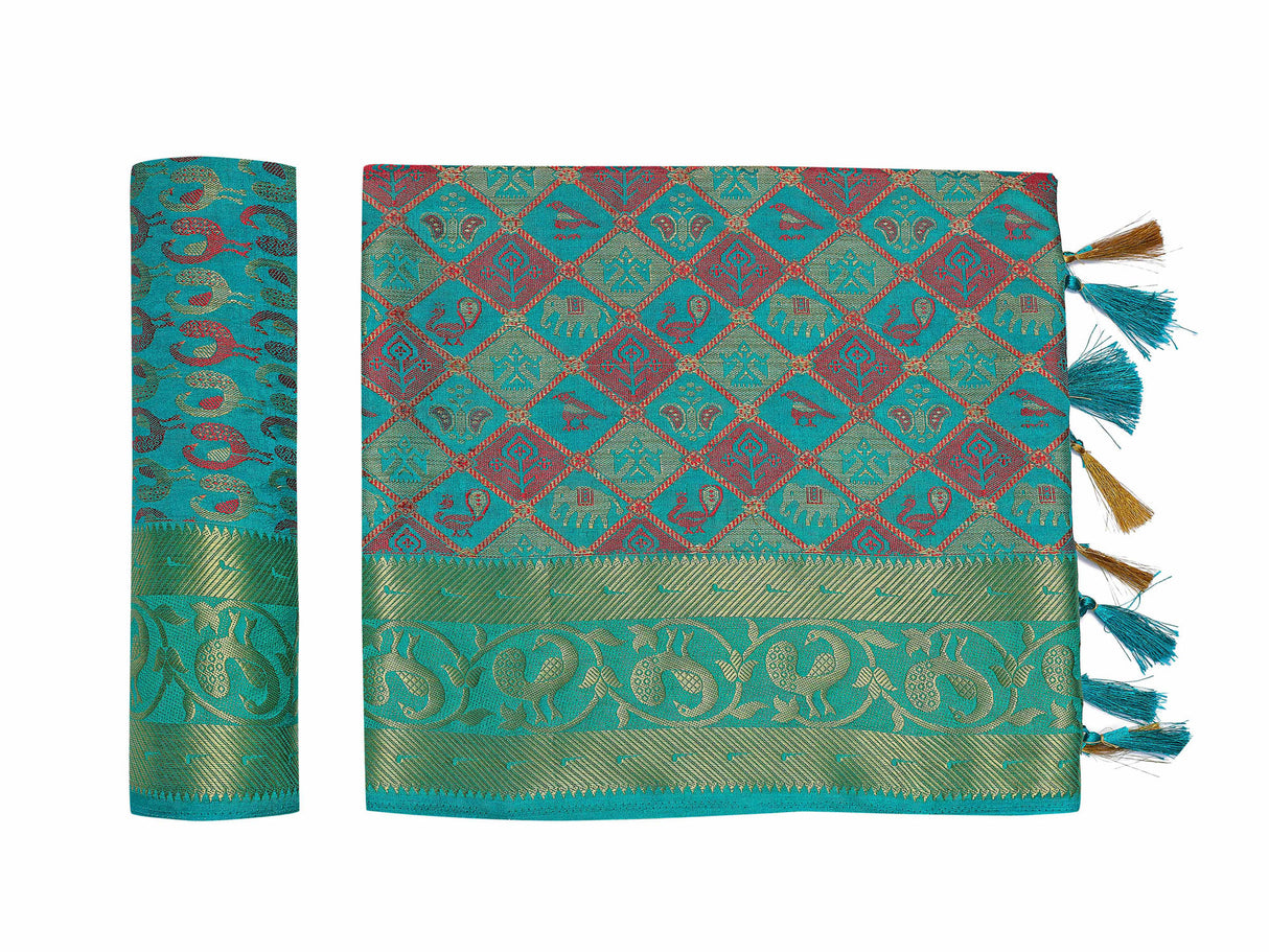 Mimosa Womens Art Silk Saree Patola Saffire Color