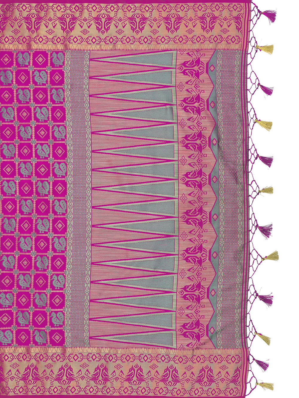 Mimosa Womens Art Silk Saree Patola Rani Color