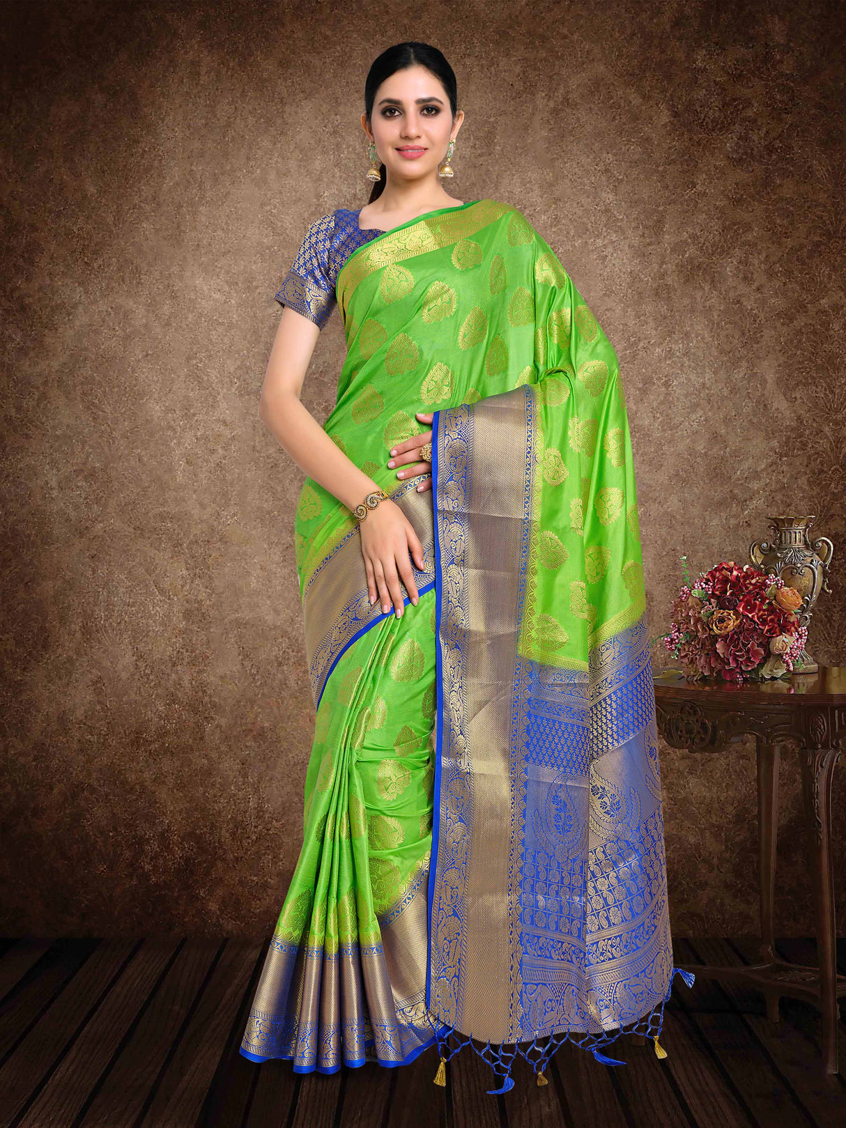 Mimosa Womens Art Silk Saree Kanjivaram Liril Color