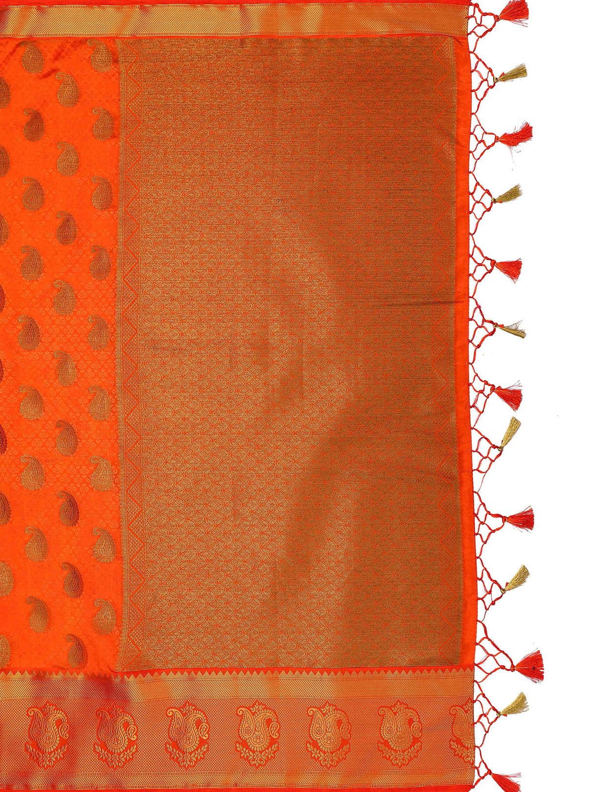 Mimosa Womens Art Silk Saree Kanjivaram Orange Color