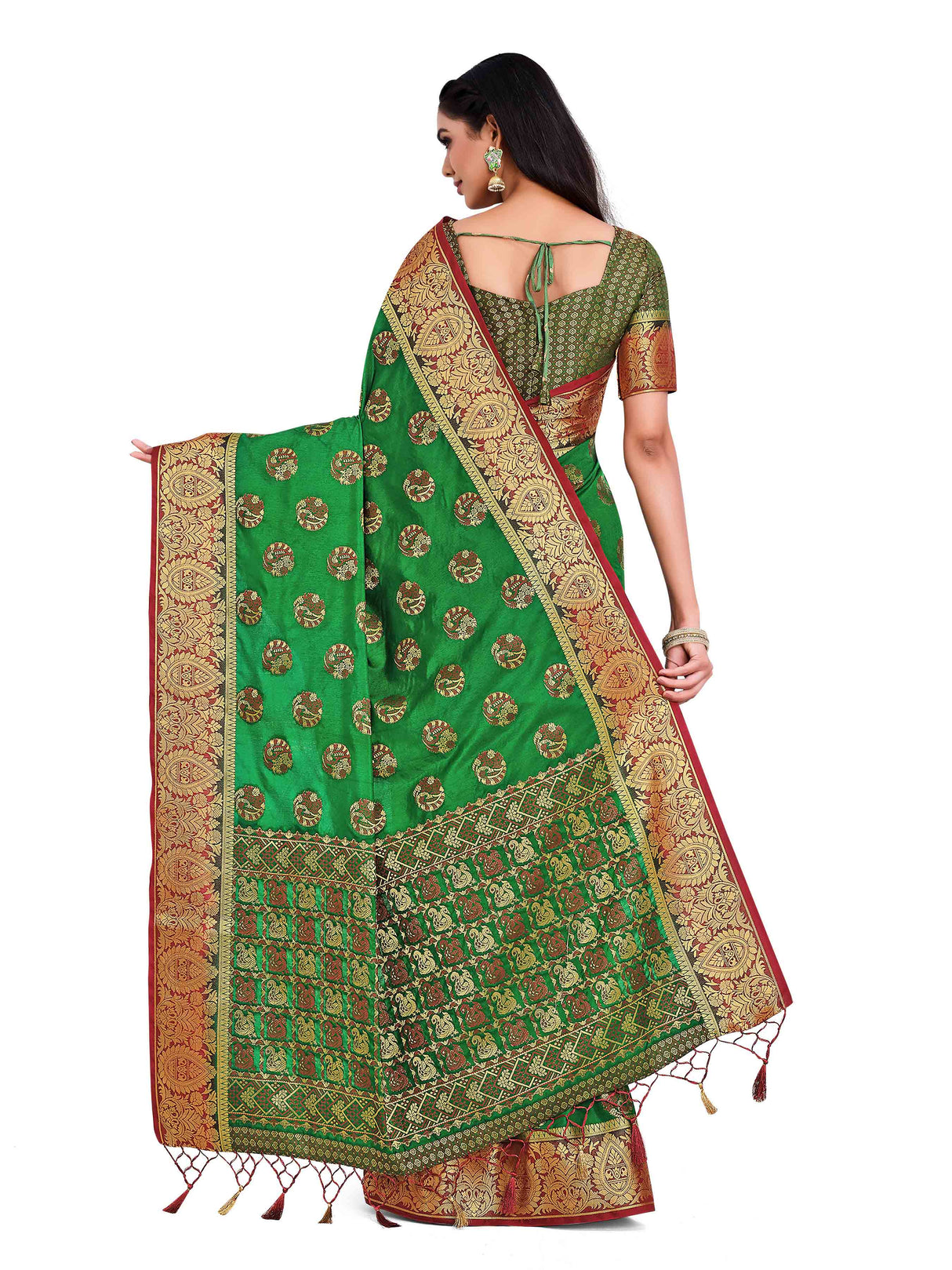 Mimosa Womens Art Silk Saree Kanjivaram Green Color