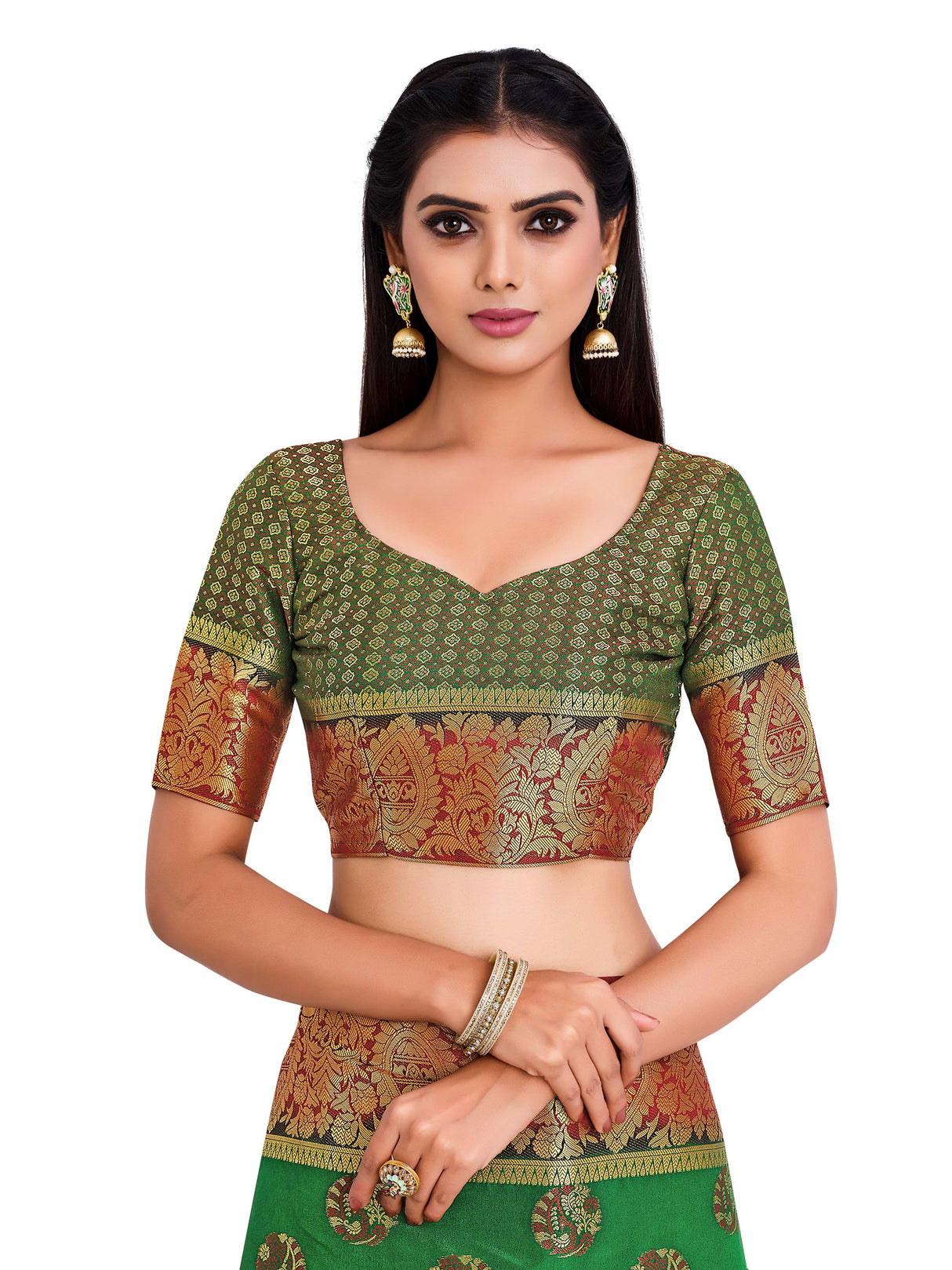 Mimosa Womens Art Silk Saree Kanjivaram Green Color