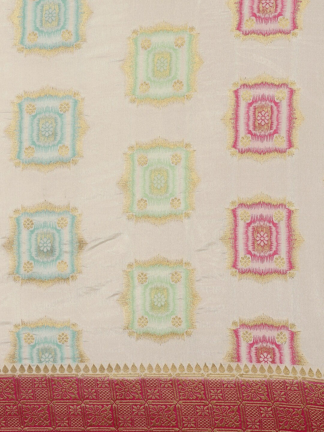 Mimosa Womens Art Silk Saree Patola Halfwhite Color