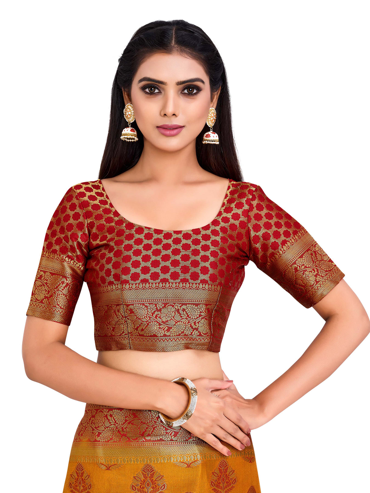 Mimosa Womens Art Silk Saree Kanjivaram Mustard Color